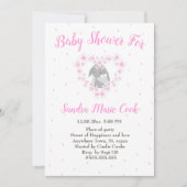 Bunny Rabbit Pink Girl Baby Dusche Einladung (Vorderseite)