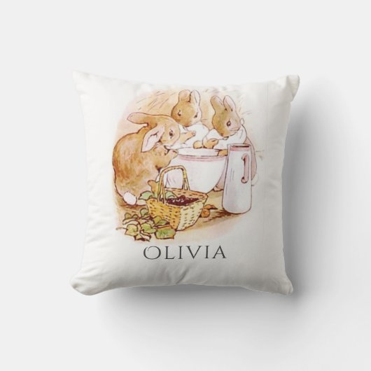 Bunny Rabbit Pink Personalisiert Kissen (Vorderseite)