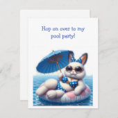 Bunny Rabbit Pool Party Einladung (Vorne/Hinten)