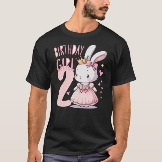 Bunny Rabbit Princess Pink Children's Birthday 2 Y T-Shirt (Vorderseite)