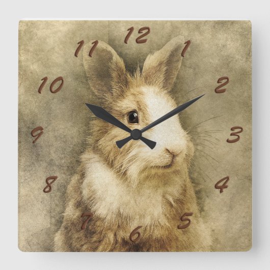 Bunny Rabbit Quadratische Wanduhr (Vorderseite)