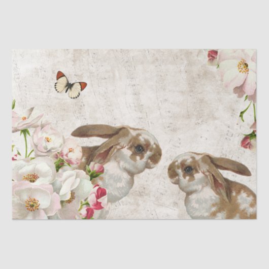 Bunny Rabbit Rose Blume Musik Seidenpapier (Vorderseite)
