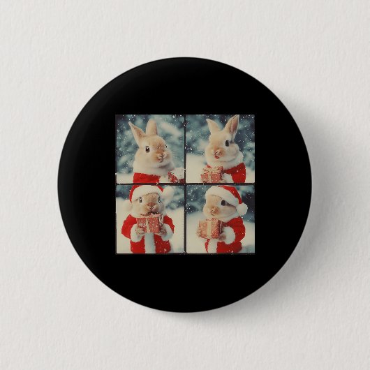 Bunny Rabbit Santa Animal Fotografy Christmas Ra Button (Vorderseite)