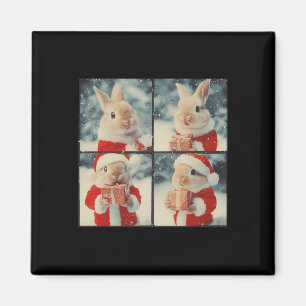 Bunny Rabbit Santa Animal Fotografy Christmas Ra Magnet