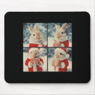 Bunny Rabbit Santa Animal Fotografy Christmas Ra Mousepad