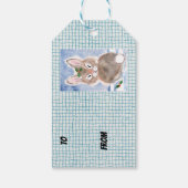 Bunny Rabbit - Schnee Weihnachtsgeschenk Tag Blau Geschenkanhänger (Rückseite)
