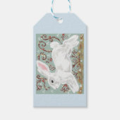 Bunny Rabbit & Snow Weihnachtsgeschenk Tag Blaue P Geschenkanhänger (Vorderseite)