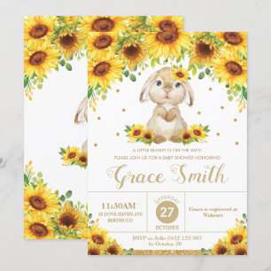 Bunny Rabbit Sonnenblume Blumenblütendusche Mädche Einladung