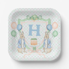 Bunny Rabbit Spring Monogram Pappteller
