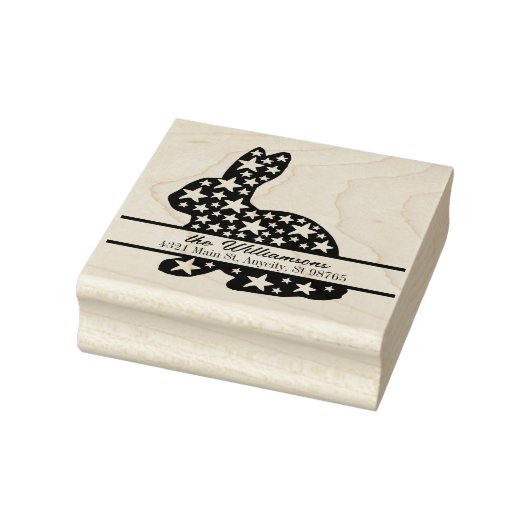 Bunny Rabbit Stars Monogram Rücksendeadresse Gummistempel (Stempel)