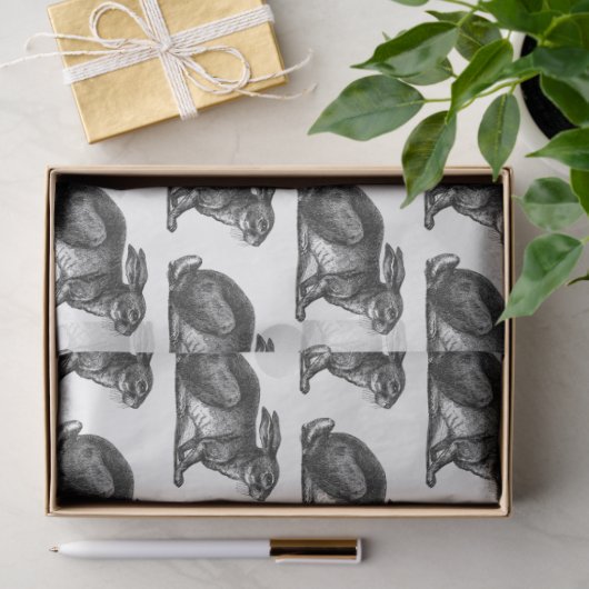 Bunny Rabbit Tissue Paper (Schwarzweiß) Seidenpapier (Geschenk)