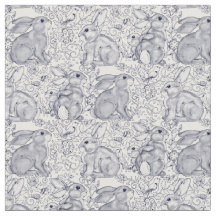 Bunny Rabbit Toile Muster Blau & Weiß Niedliche De