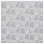Bunny Rabbit Toile Muster Blau & Weiß Niedliche De Stoff (Muster)