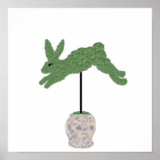Bunny Rabbit Topiary Ginger Jar Art Print Poster (Vorne)