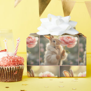 Bunny Rabbit Tragend eine Pelzmatte Geschenkpapier