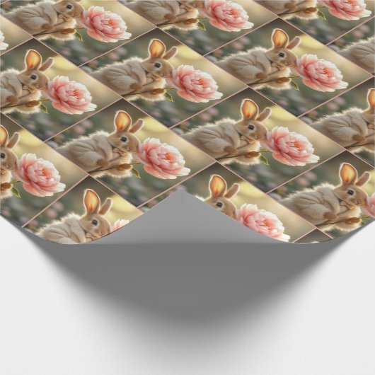 Bunny Rabbit Tragend eine Pelzmatte Geschenkpapier (Ecke)