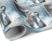 Bunny Rabbit umarmt einen Pinguin Geschenkpapier (Rolleneckpunkt)