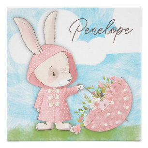 Bunny Rabbit Umbrella & Blume Poster