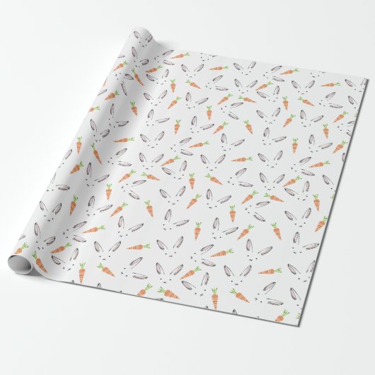 Bunny Rabbit und Carrot Pattern Umschlagpapier Geschenkpapier (Ungerollt)