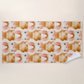 Bunny Rabbit Vintage Creme Strandtuch (Vorderseite)
