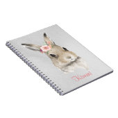Bunny Rabbit Wasserfarbe Blumenname Niedlich Grau Notizblock (Rechte Seite)