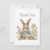 Bunny Rabbit Watercolor Baby Vielen Dank Dankeskarte (Vorderseite)
