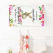 Bunny Rabbit Watercolor Bloral Baby Dusche Willkom Banner (Insitu)