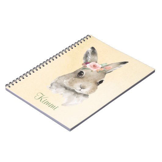 Bunny Rabbit Watercolor Floral Notizblock (Linke Seite)