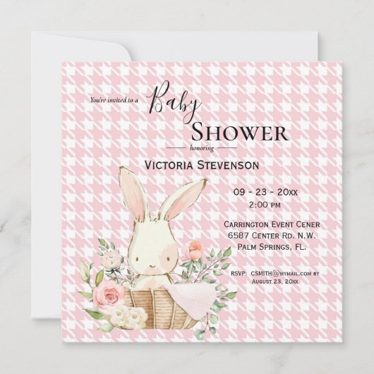 Bunny Rabbit Watercolor Hahnentrittmuster Babydusc (Vorderseite)