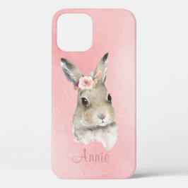 Bunny Rabbit Watercolor Pink Name Minimalistisch Case-Mate iPhone Hülle