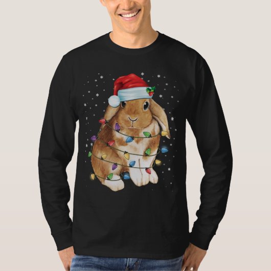 Bunny Rabbit Weihnachtslicht Weihnachtsmannmütze W T-Shirt (Vorderseite)