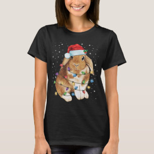 Bunny Rabbit Weihnachtslicht Weihnachtsmannmütze W T-Shirt