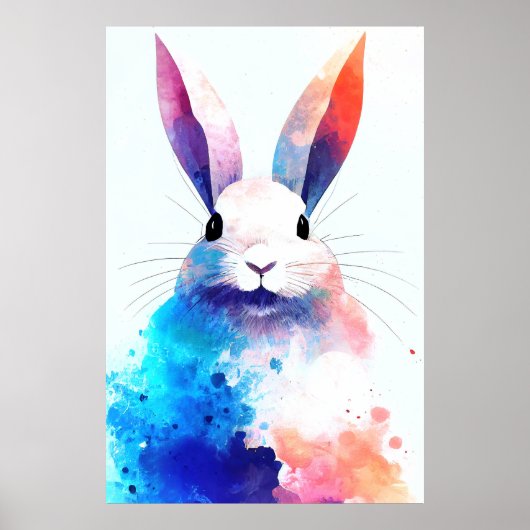 Bunny Rabbit Wild Nature Animal Colors Malerei Poster (Vorne)