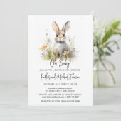 Bunny Rabbit Woodland Babydusche Einladung (Stehend Vorderseite)