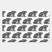 Bunny Rabbit Wrapping Paper Sheets Black & White Geschenkpapier Set (Vorderseite 3)