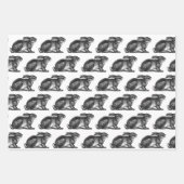 Bunny Rabbit Wrapping Paper Sheets Black & White Geschenkpapier Set (Vorderseite 2)