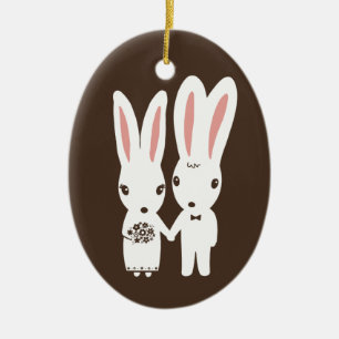 Bunny Rabbits Braut und Groom Hochzeit Custom Keramik Ornament