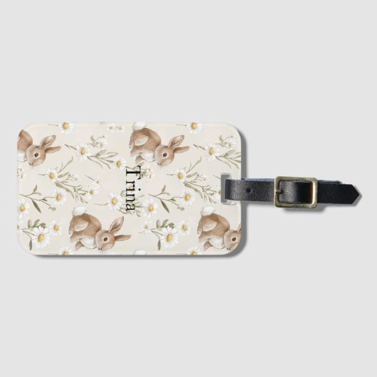 Bunny Rabbits Daisy Flowers Gepäckanhänger (Vorderseite (Horizontal))