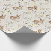 Bunny Rabbits Daisy Flowers Geschenkpapier (Ecke)