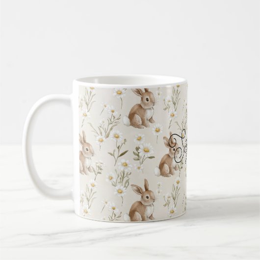 Bunny Rabbits Daisy Flowers Kaffeetasse (Links)