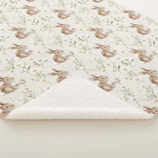 Bunny Rabbits Daisy Flowers Sherpadecke (3/4)