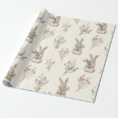Bunny Rabbits Flowers Birthday Geschenkpapier (Ungerollt)