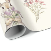 Bunny Rabbits Flowers Birthday Geschenkpapier (Rolleneckpunkt)