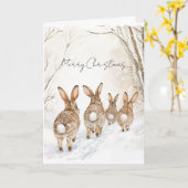 Bunny Rabbits in Snow Christmas Karte (Gelbe Blume)