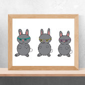 Bunny Rabbits mit Brillen Gray Poster