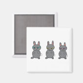 Bunny Rabbits mit Brillen Magnet (Vorderseite/Rückseite)