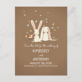 Bunny Rabbits Niedlich Couple Save the Date Ankündigungspostkarte