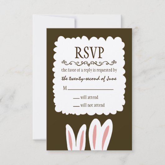 Bunny Rabbits Wedding RSVP Karte (Vorderseite)