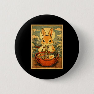 Bunny Ramen japanische Grafik-T-Shirts für Männer Button