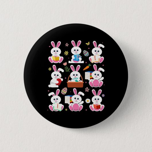 Bunny Reading Book Oaster Rabbit Bookworader B Button (Vorderseite)